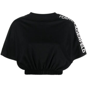 Karl Lagerfeld logo-print cropped T-shirt