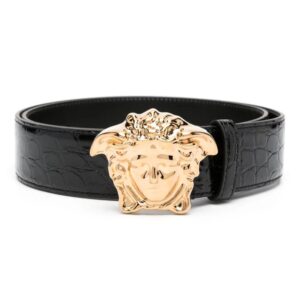 Versace  La Medusa crocodile-embossed leather belt