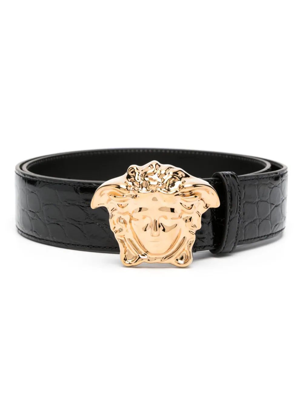 Versace La Medusa crocodile-embossed leather belt