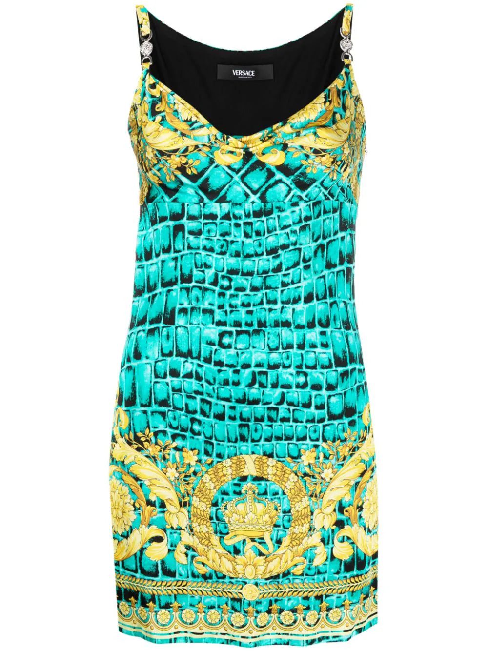Versace Barocco-print slip minidress