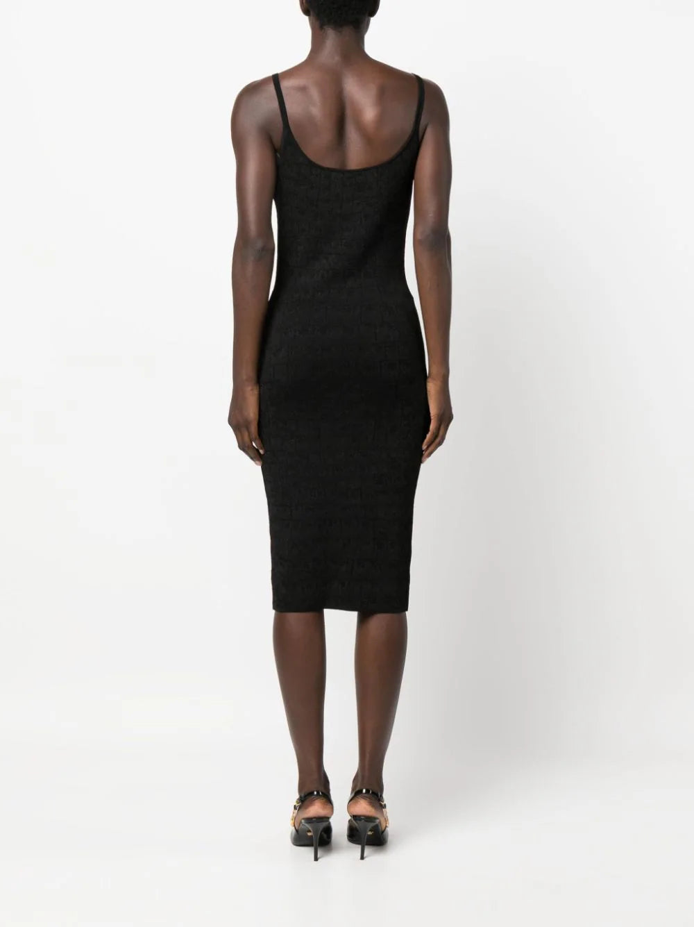 Versace Croc-jacquard sleeveless midi dress - Image 4
