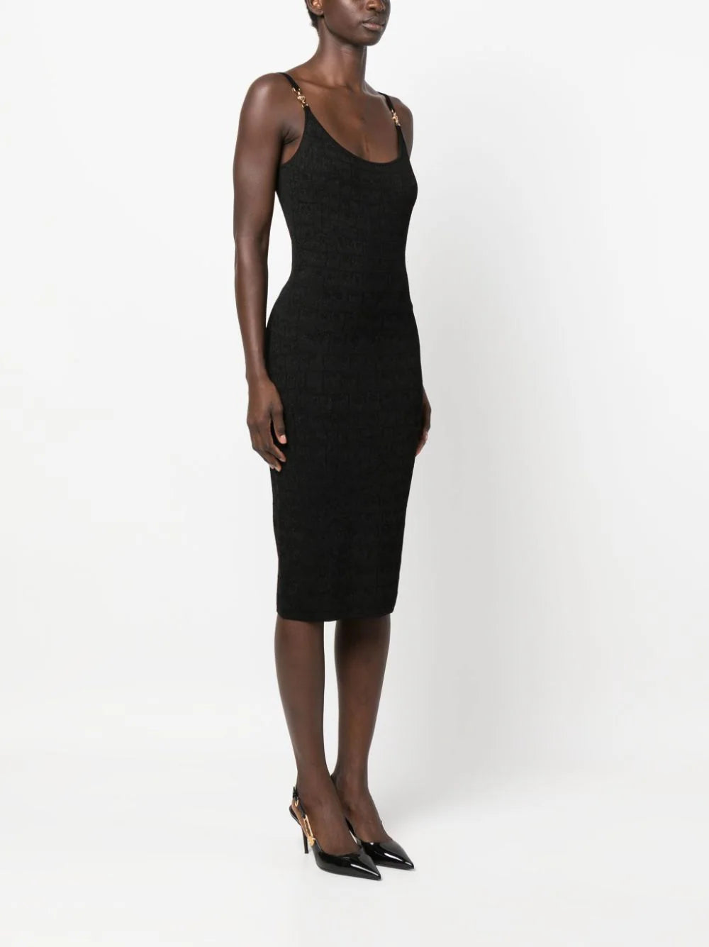 Versace Croc-jacquard sleeveless midi dress - Image 3