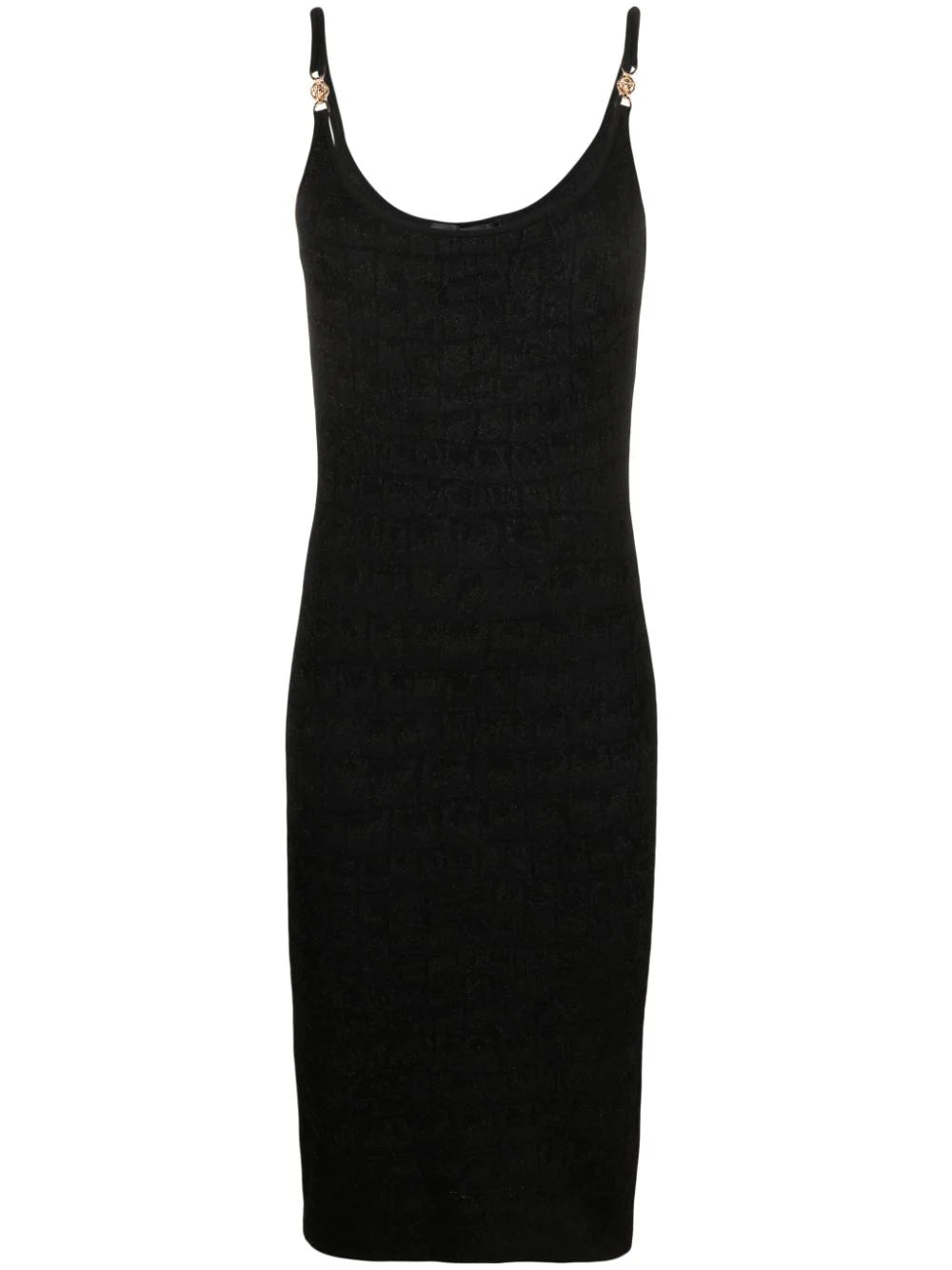 Versace Croc-jacquard sleeveless midi dress