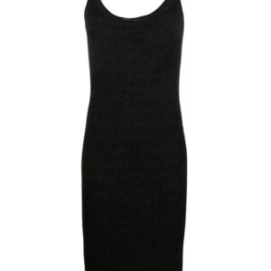 Versace Croc-jacquard sleeveless midi dress