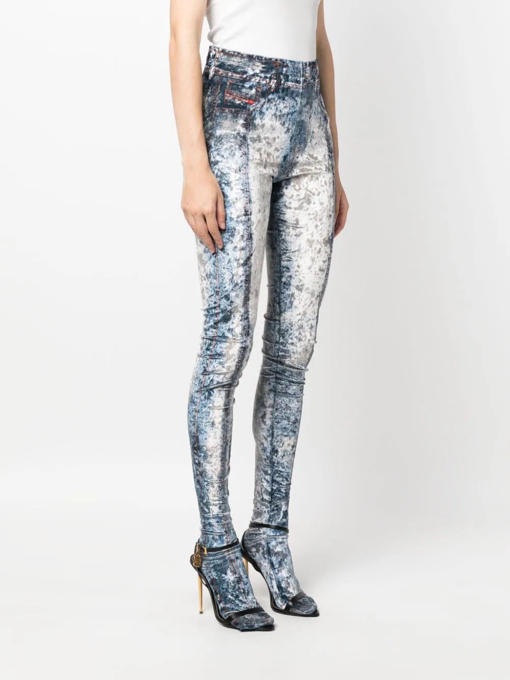 Diesel P-Kolvet crushed-velvet leggings - Image 3