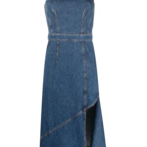 Alexander McQueen  asymmetric denim midi dress