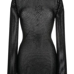 Off-White intarsia-logo mesh knitted dress