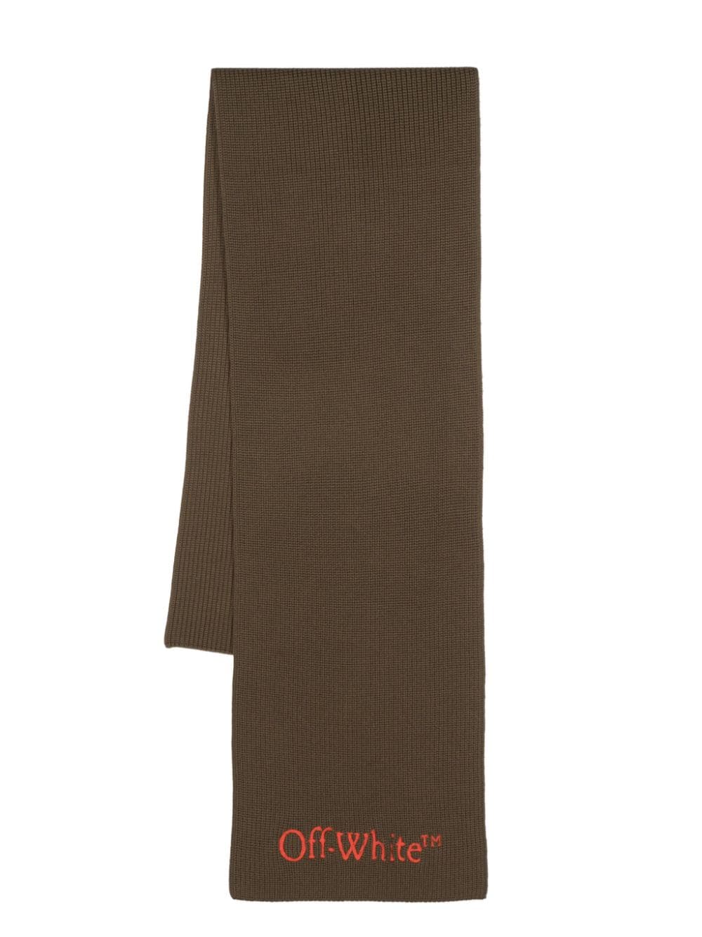 Off-White Bookish logo-embroidered wool scarf