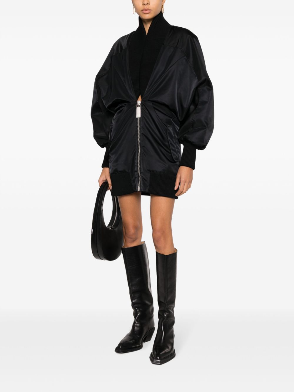 Off-White puff-sleeve zipped minidress