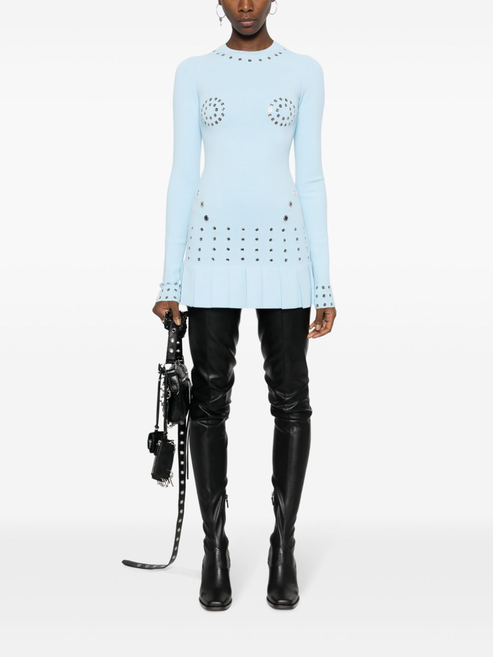 Off-White eyelet-embellished fitted minidress - Image 5