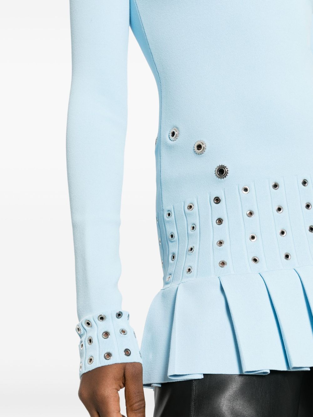 Off-White eyelet-embellished fitted minidress - Image 2