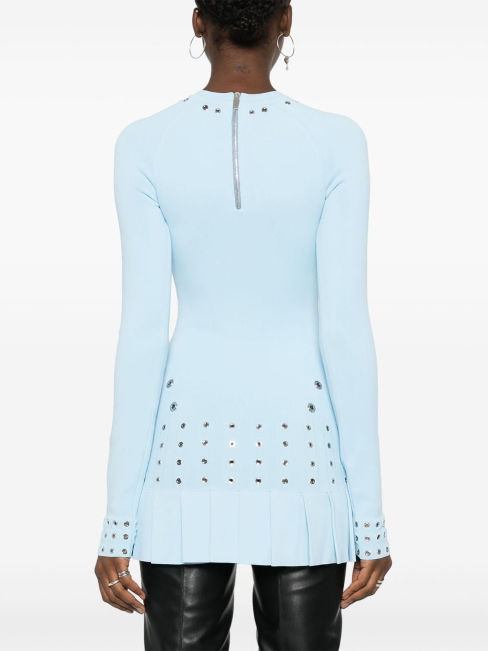 Off-White eyelet-embellished fitted minidress - Image 3