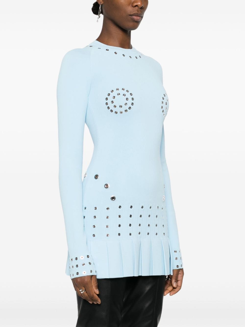 Off-White eyelet-embellished fitted minidress - Image 4