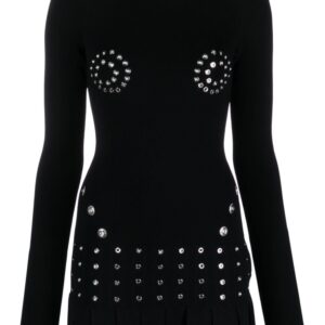 Off-White eyelet-embellished pleated minidress