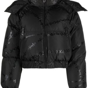 Versace Jeans Couture  logo-print cropped puffer jacket