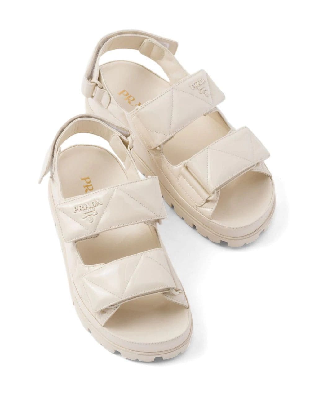 Prada logo-lettering quilted sandals - Image 4