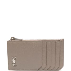 Saint Laurent logo-plaque leather cardholder