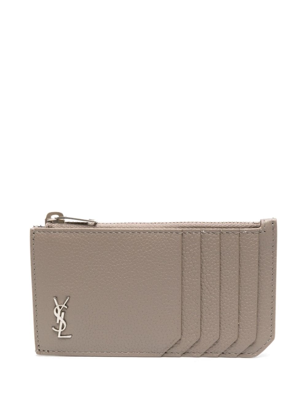 Saint Laurent logo-plaque leather cardholder