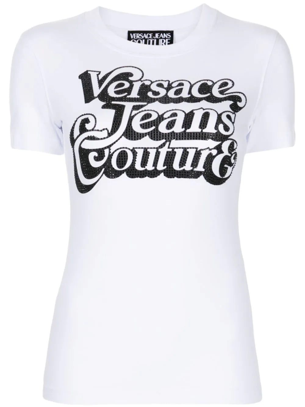 Versace rhinestone-embellished logo-print T-shirt