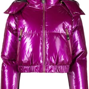 Versace Jeans Couture glossy-finish hooded puffer jacket