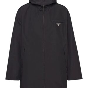 Prada  logo-plaque hooded raincoat