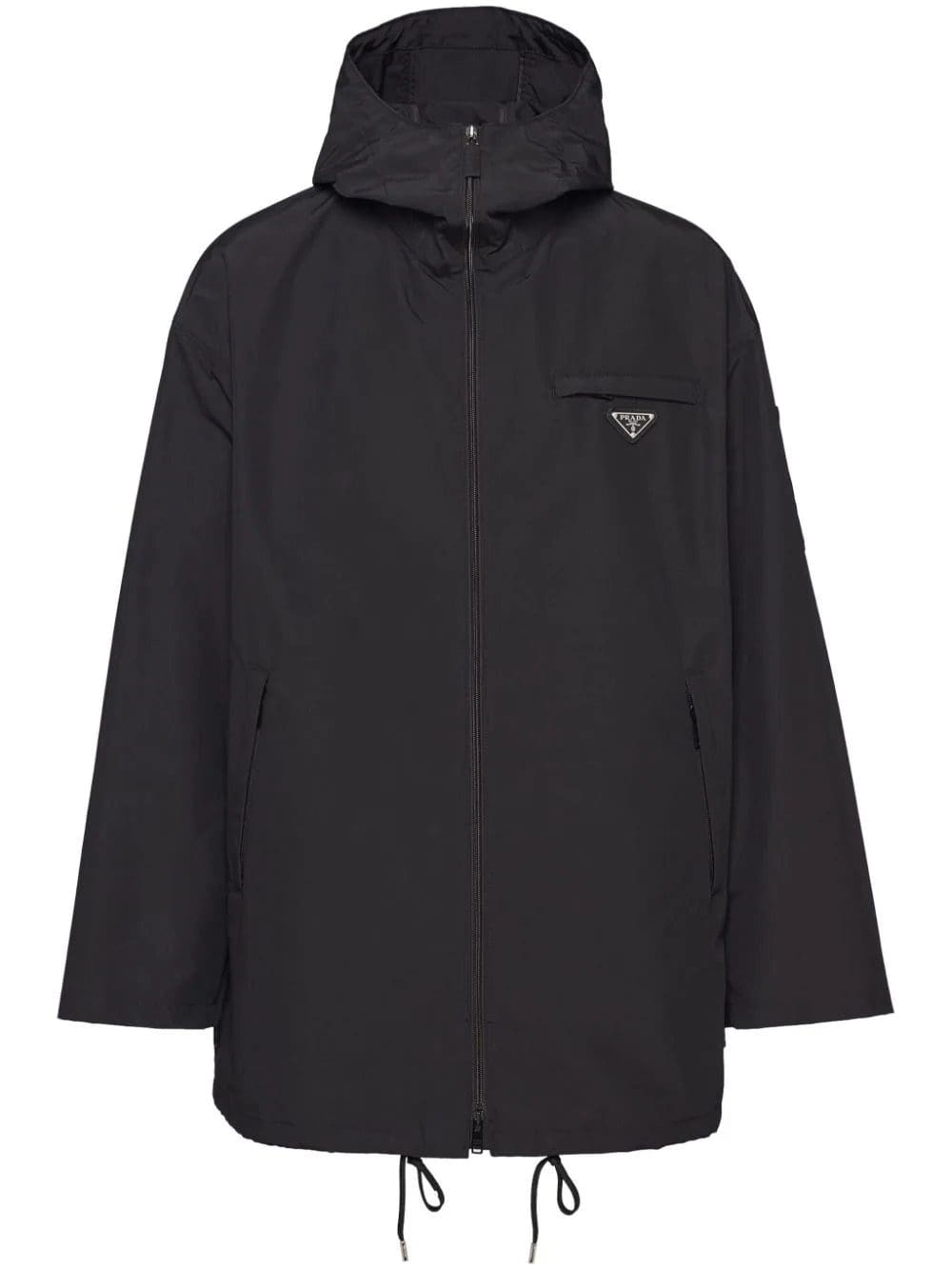 Prada logo-plaque hooded raincoat
