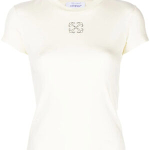 Off-White  Arrows-embroidered cotton T-shirt