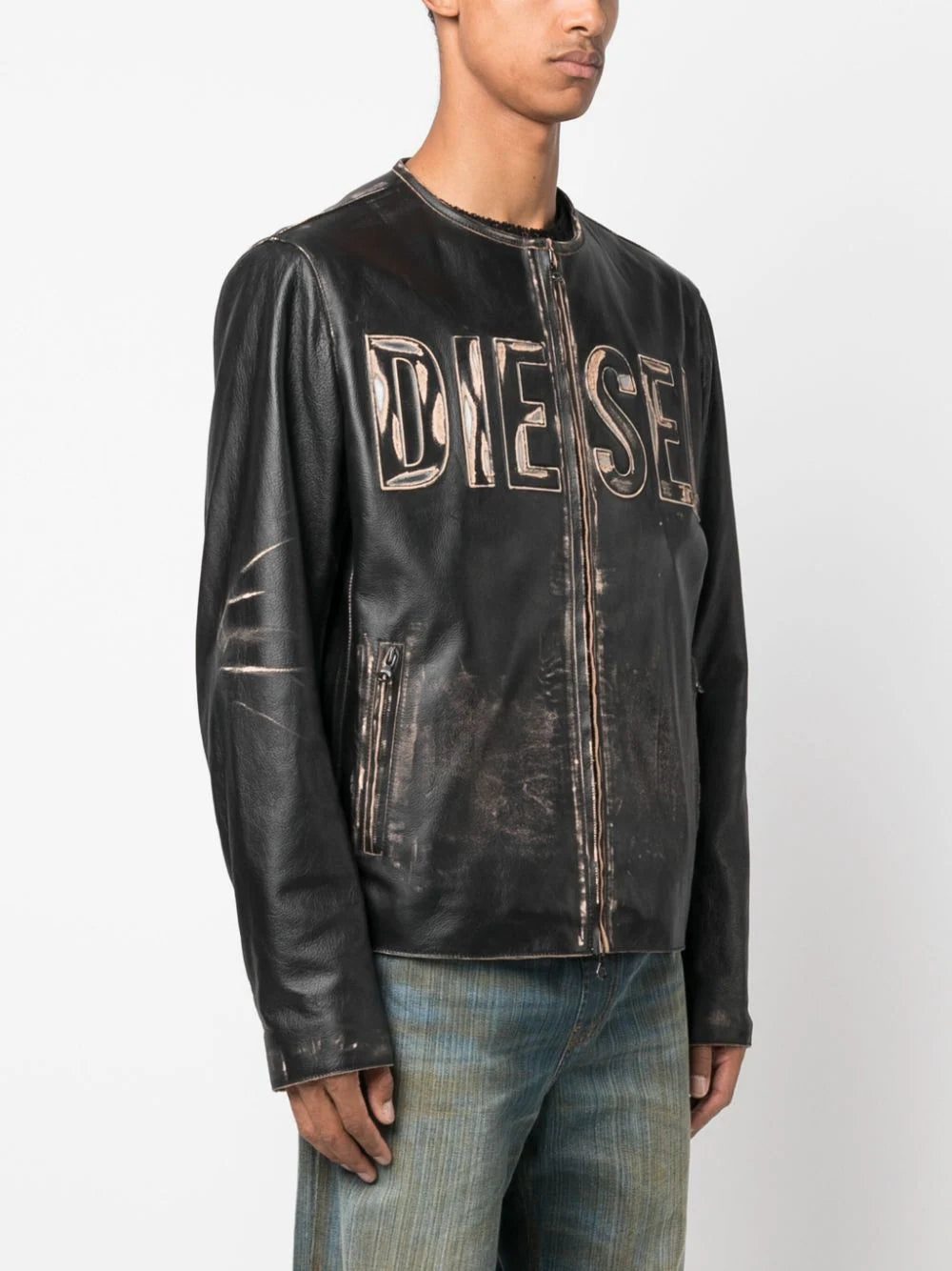 Diesel L-Met logo-print leather jacket - Image 3