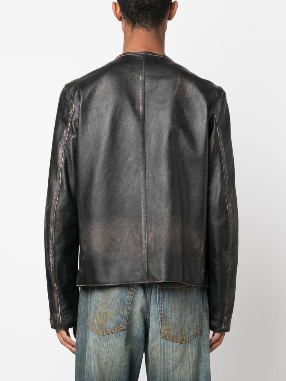 Diesel L-Met logo-print leather jacket - Image 4