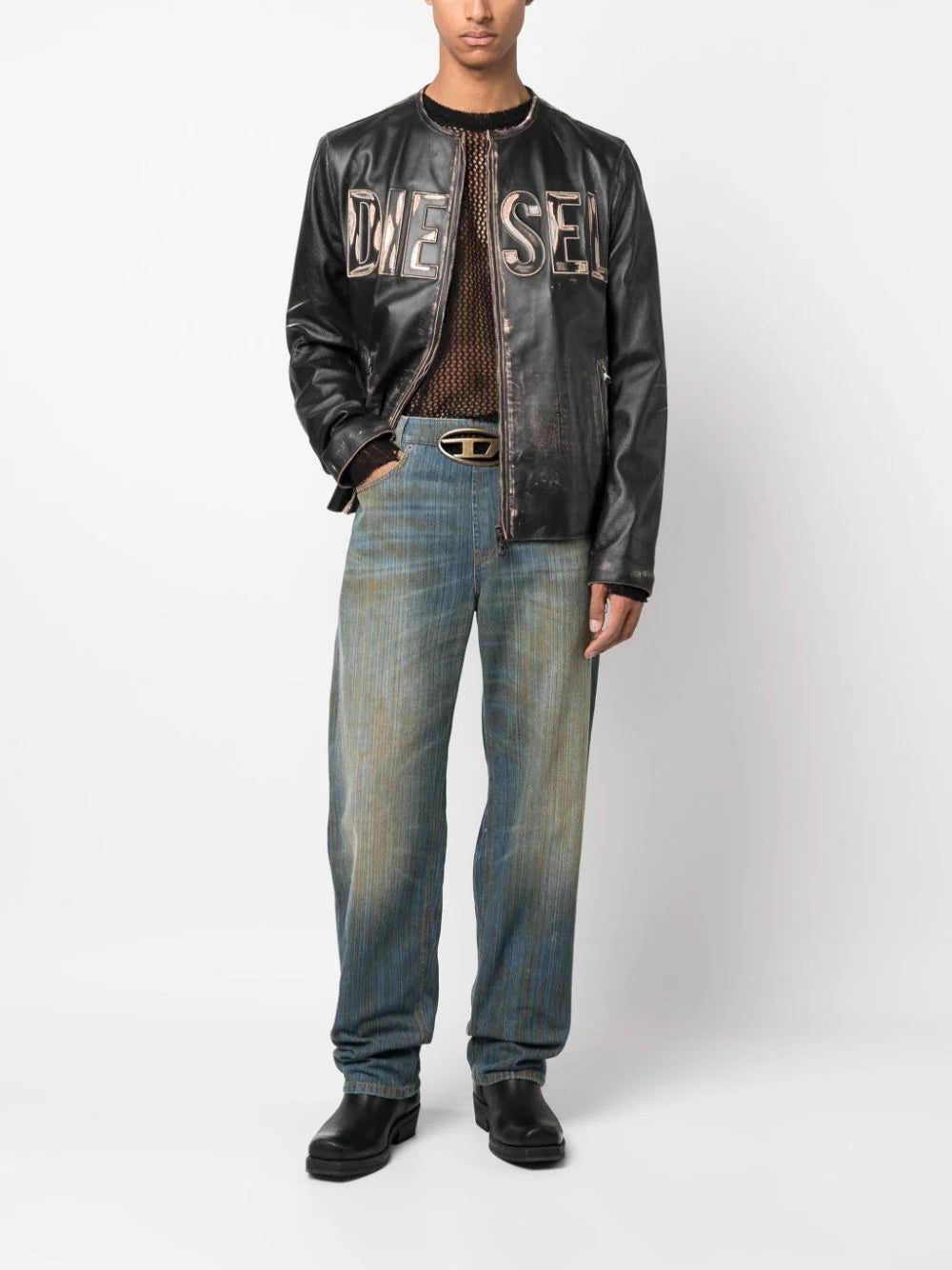 Diesel L-Met logo-print leather jacket - Image 2