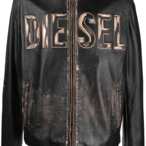 Diesel  L-Met logo-print leather jacket