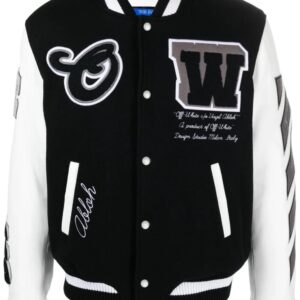 Off-White  Lea appliqué varsity jacket