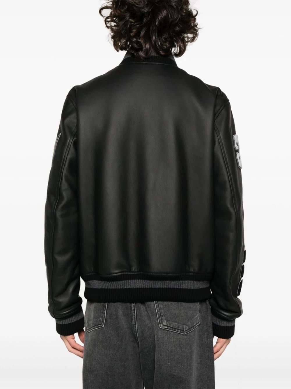Off-White logo-appliqué leather bomber jacket - Image 4
