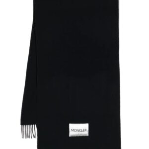 Moncler logo-appliqué fringe-detailing scarf