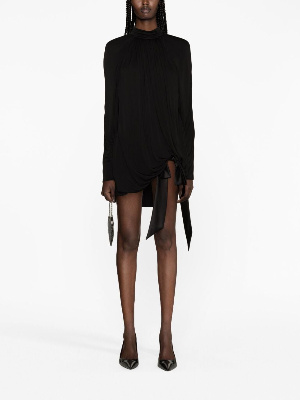 Saint Laurent high-neck draped minidress - Image 2