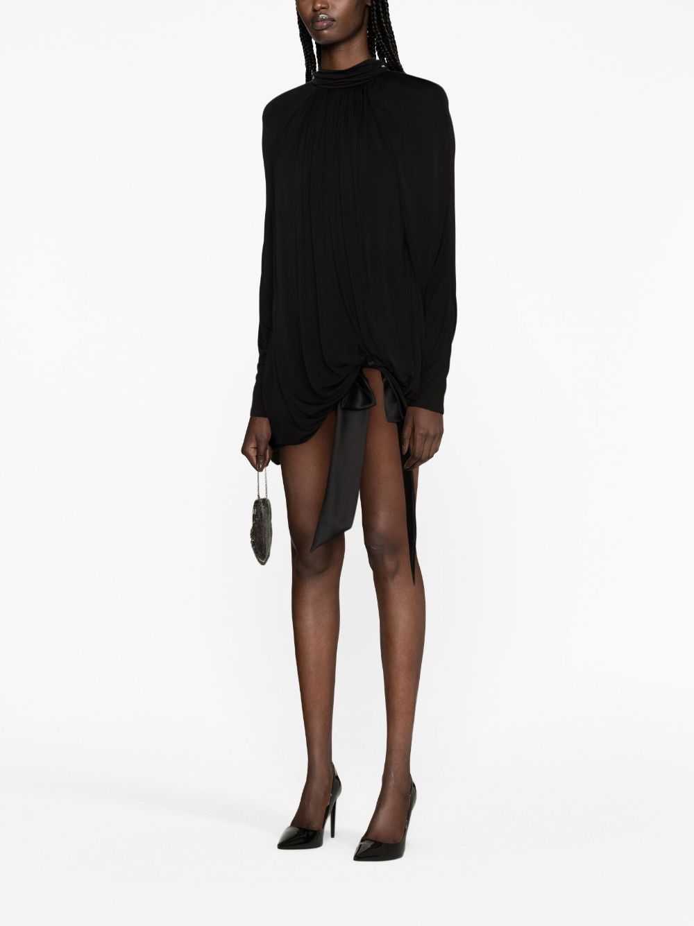Saint Laurent high-neck draped minidress - Image 3