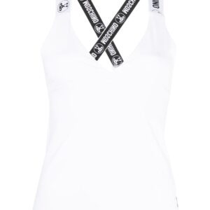 Moschino logo-strap V-neck top