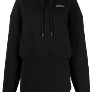 Off-White logo-embroidered hoodie minidress