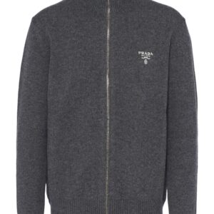 Prada logo-embroidered cashmere hoodie