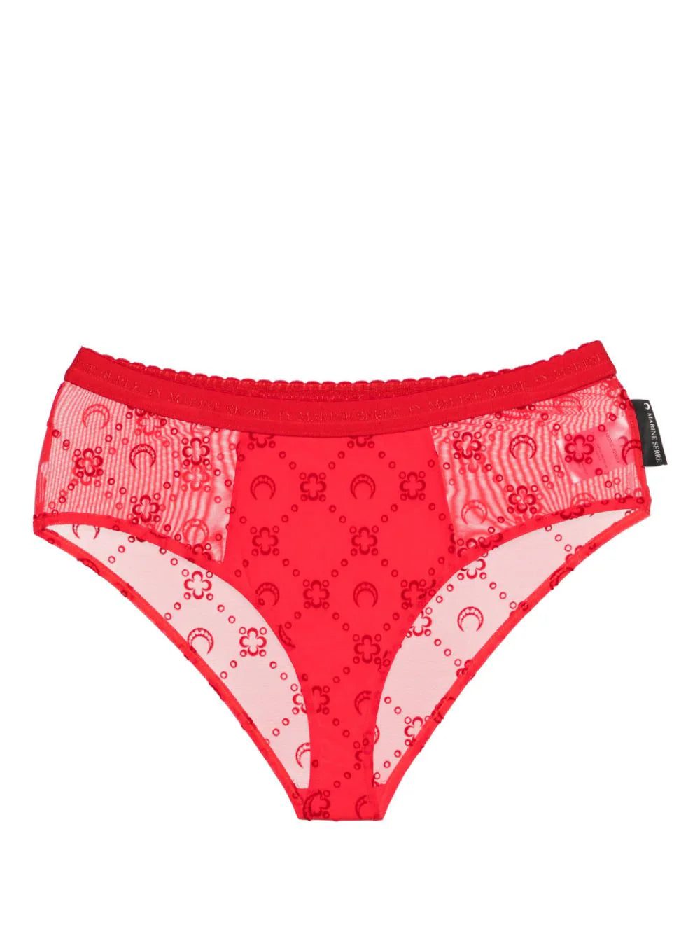 Marine Serre Moonogram-flocked mesh briefs