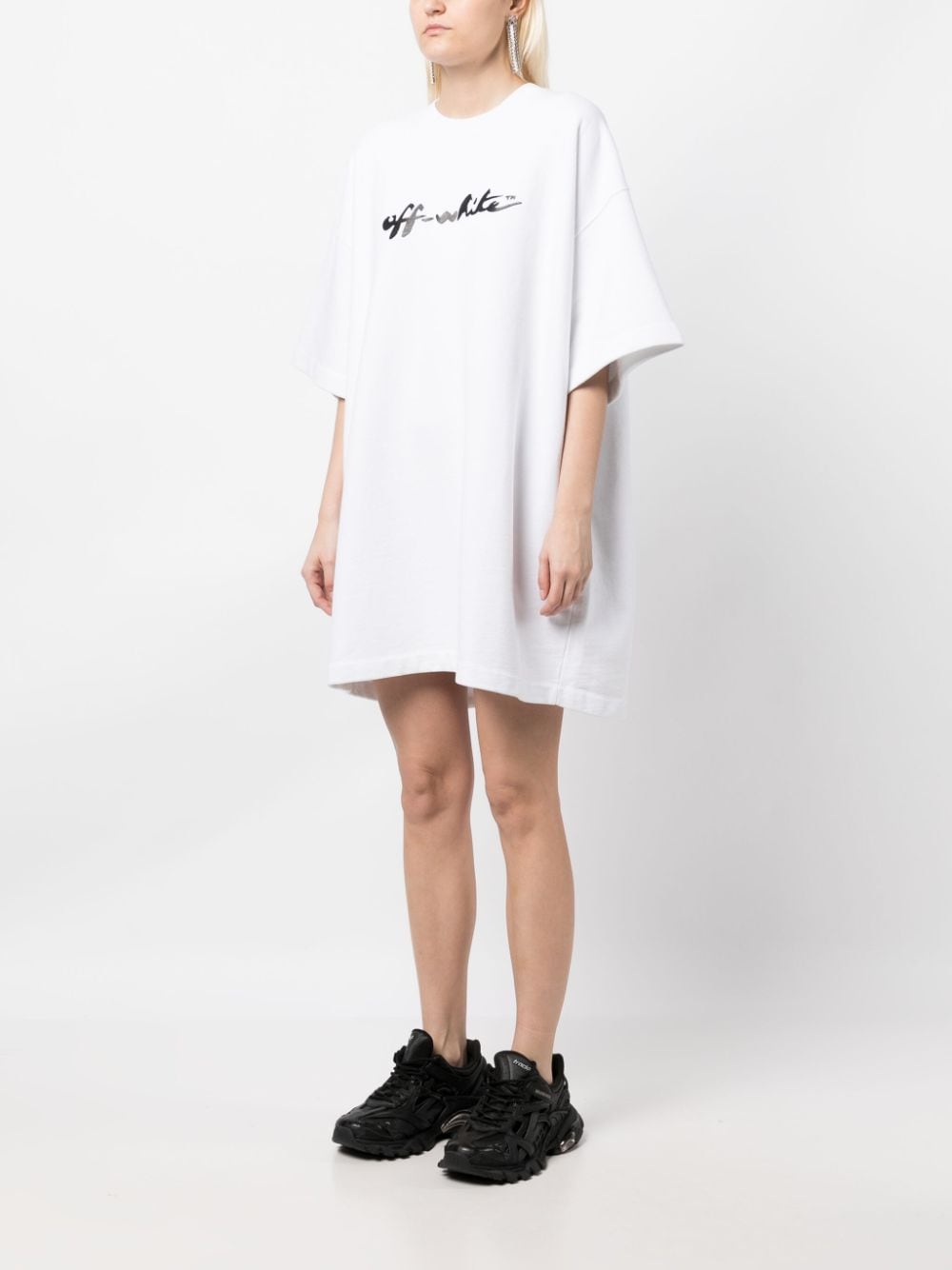 Off-White logo-print T-shirt dress - Image 3