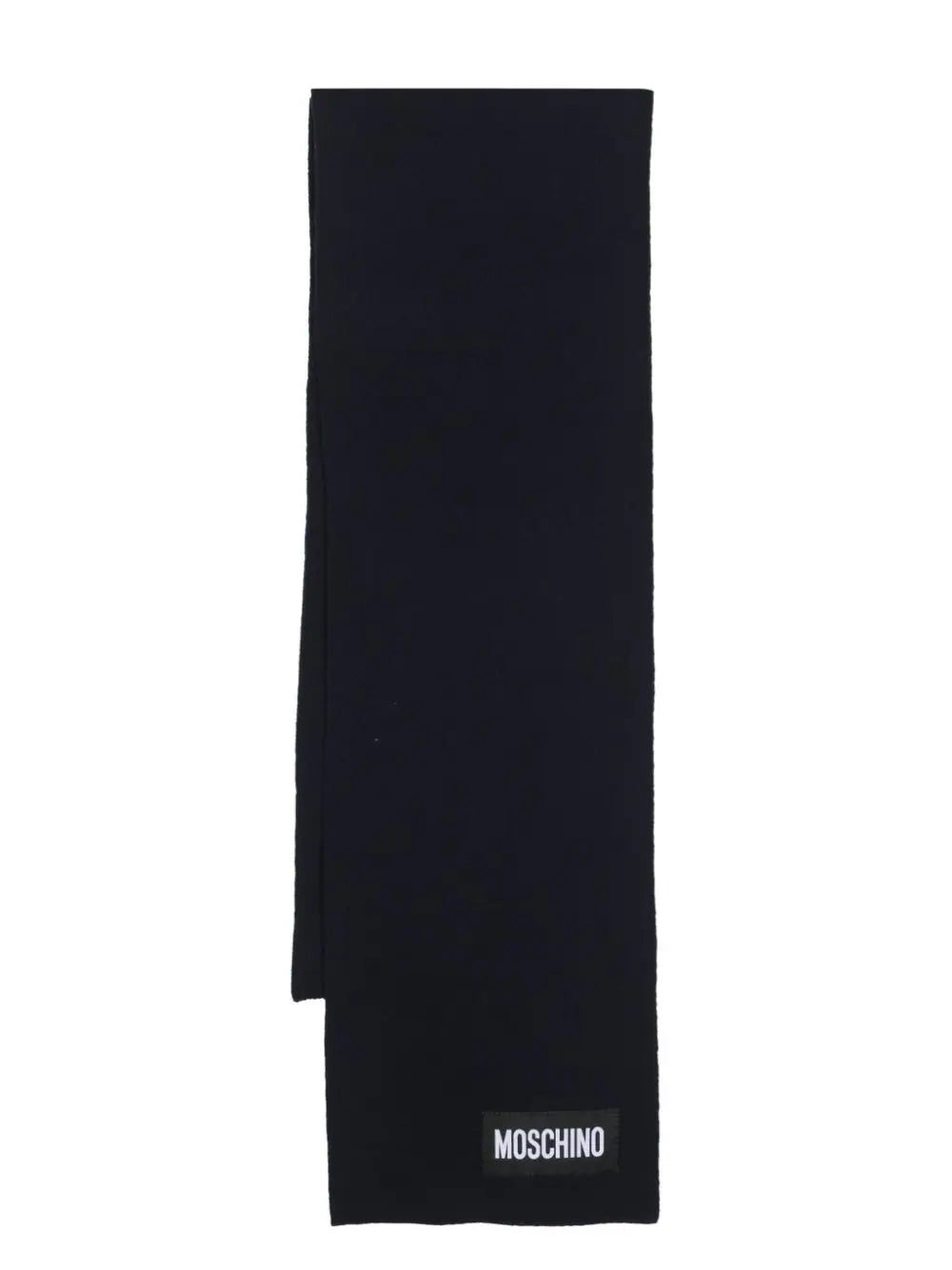 Moschino logo-patch knitted scarf