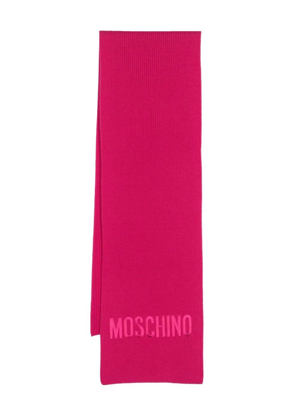 Moschino logo-patch wool scarf