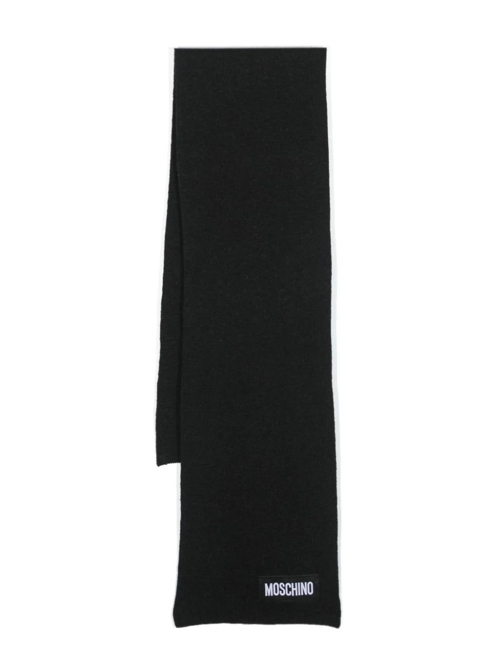 Moschino logo-patch knitted scarf