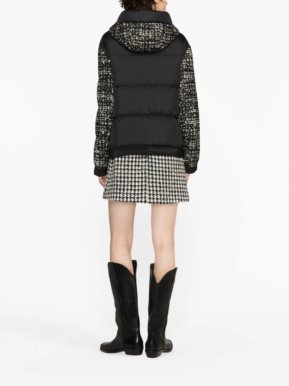 Moncler Orange panelled tweed puffer jacket - Image 4