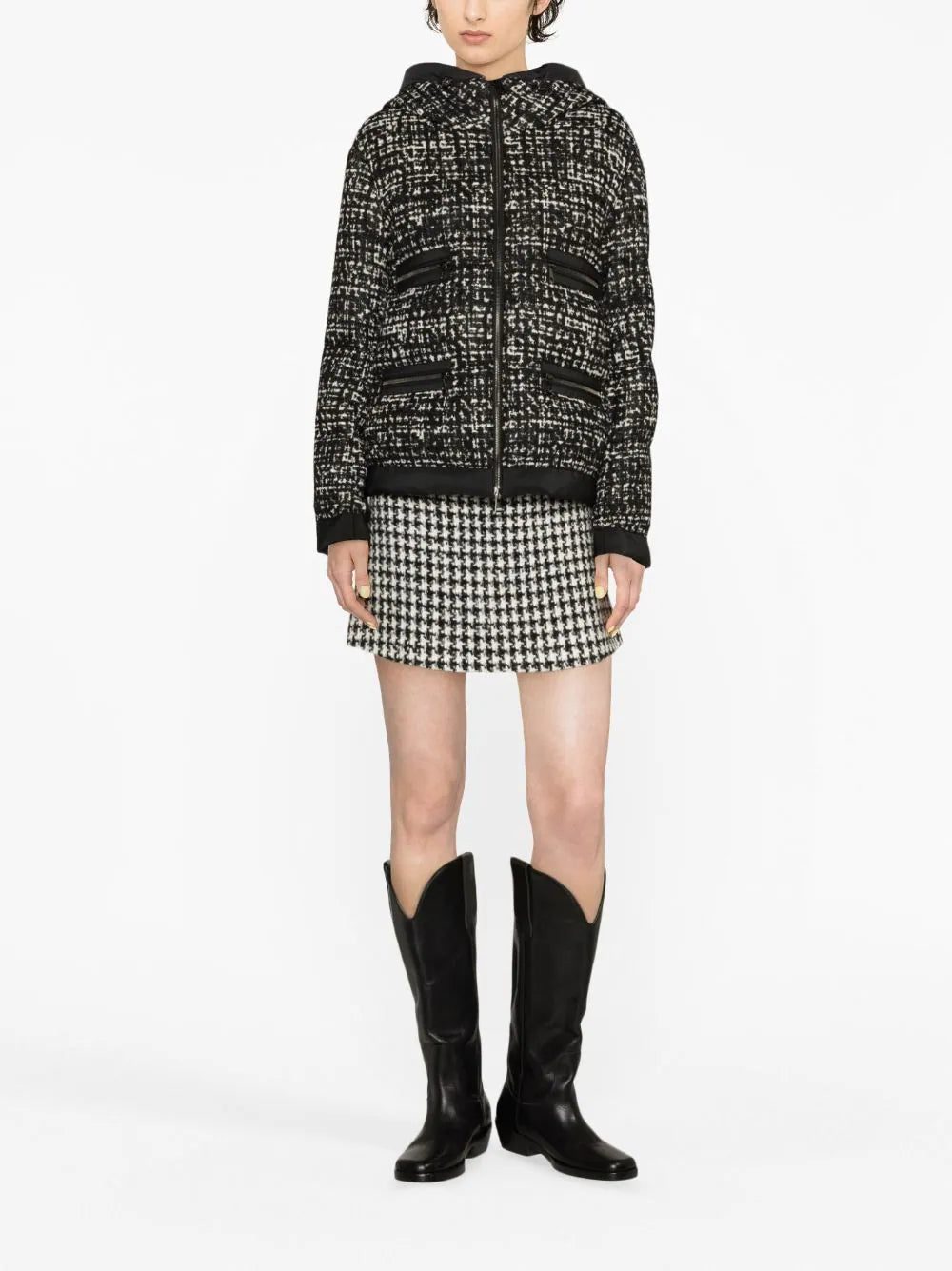 Moncler Orange panelled tweed puffer jacket - Image 2