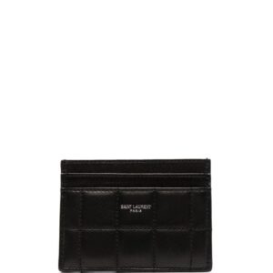 Saint Laurent logo-stamp quilted card holder