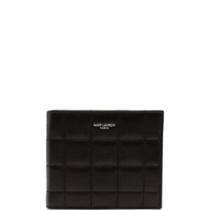 Saint Laurent logo-stamp quilted leather wallet