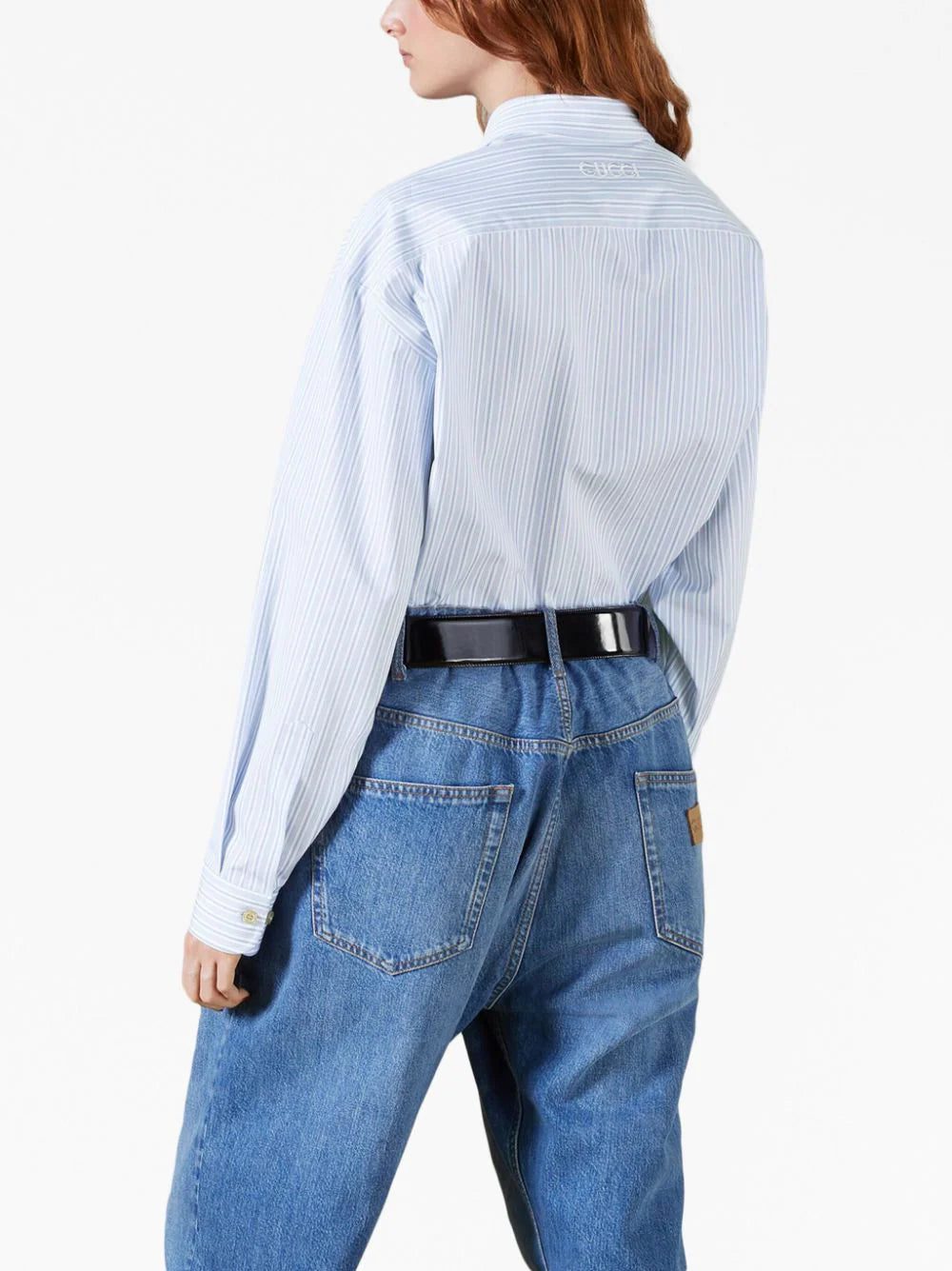 Gucci logo-embroidered striped cotton shirt - Image 4