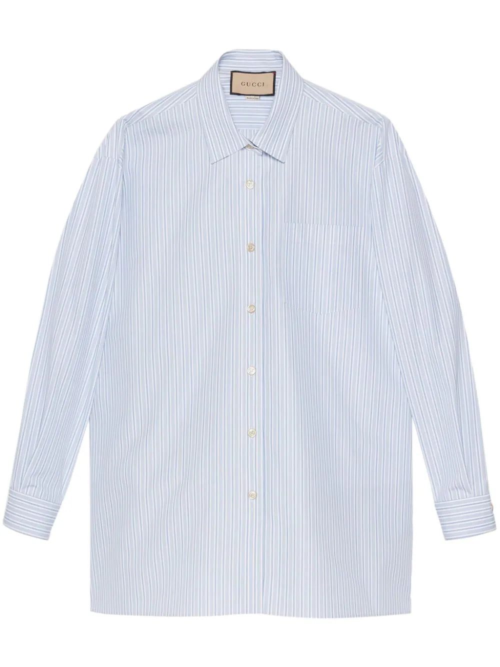 Gucci logo-embroidered striped cotton shirt